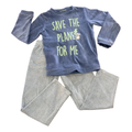 7-8Y Save The Planet For Me 2pc Ribbed Fleece Pyjamas Set - Noukie's