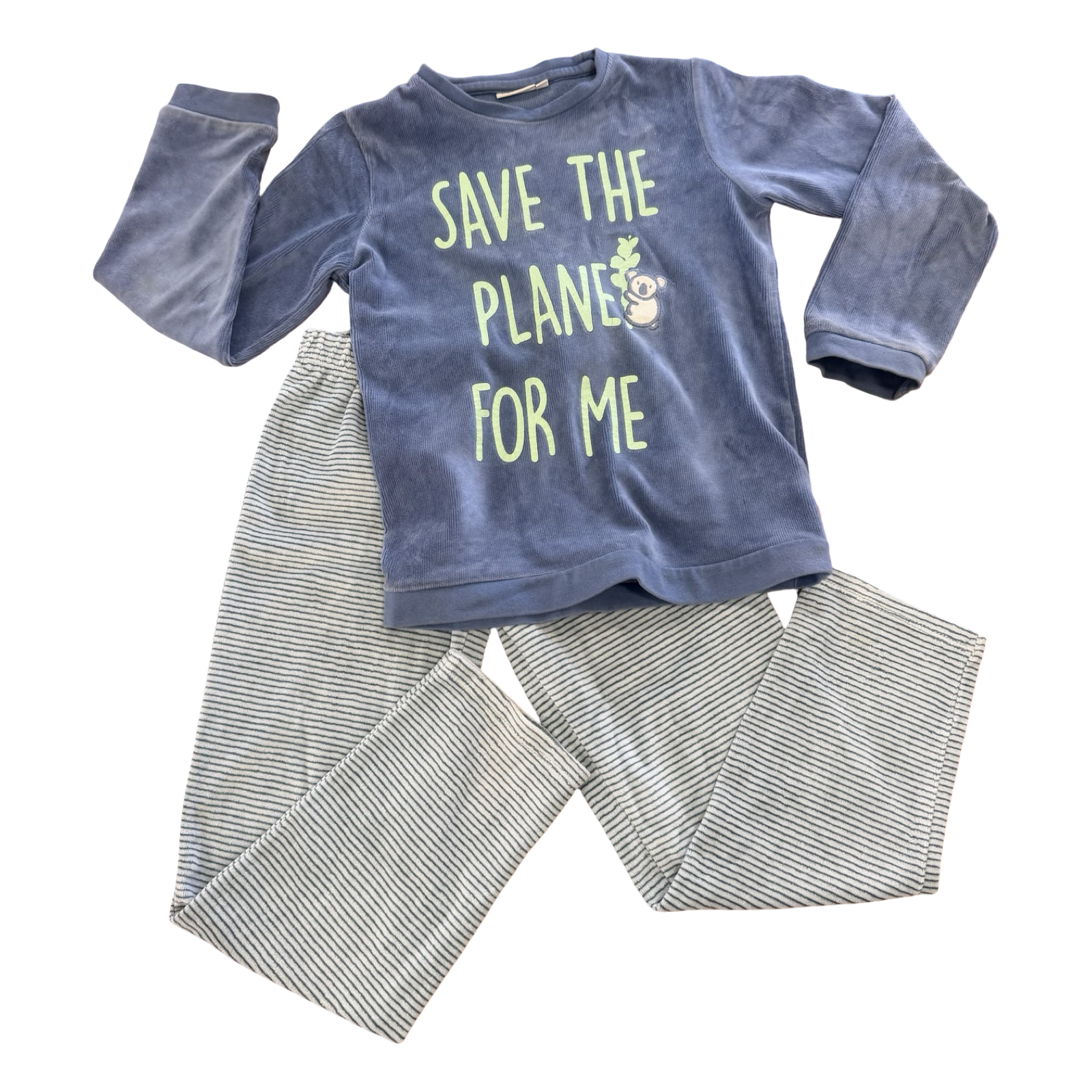 7-8Y Save The Planet For Me 2pc Ribbed Fleece Pyjamas Set - Noukie's