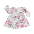 6-12M White & Pink Textured Long Sleeve Dress - Ackermans