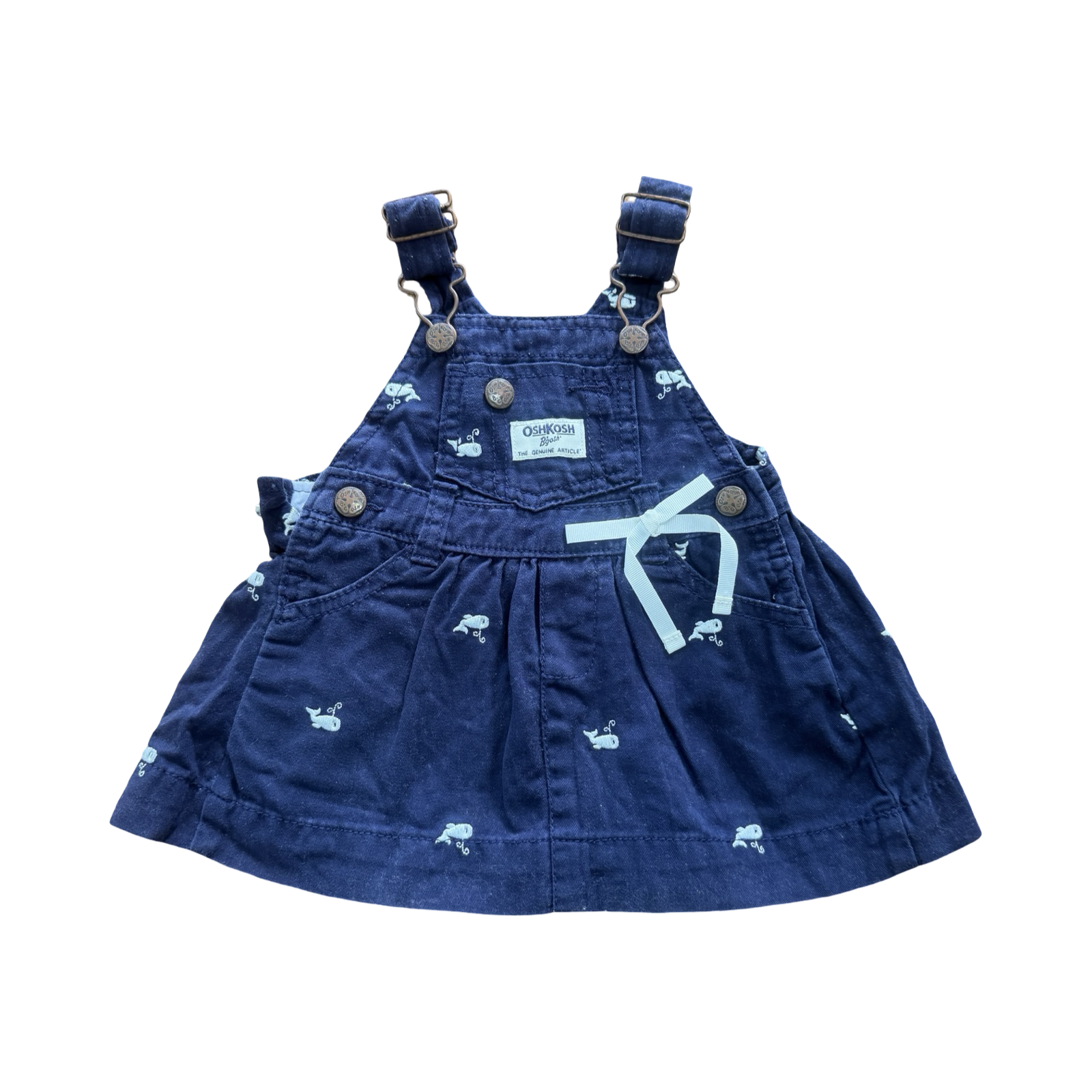 6M Navy Whale Dungaree Style Dress - OshKosh