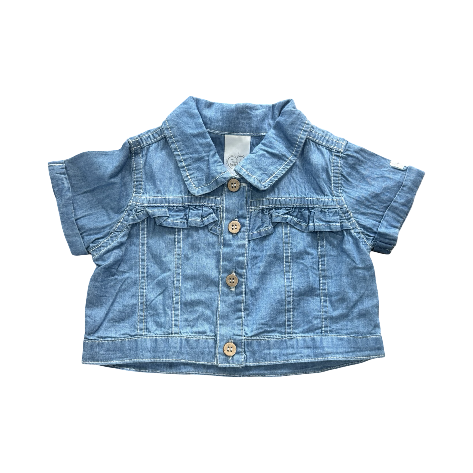 6-12M Chambray Buttoned Top with Collar - Clicks