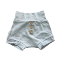 3-6M Light Grey Melange Bloomer with Wooden Heart Buttons - JDK Baby