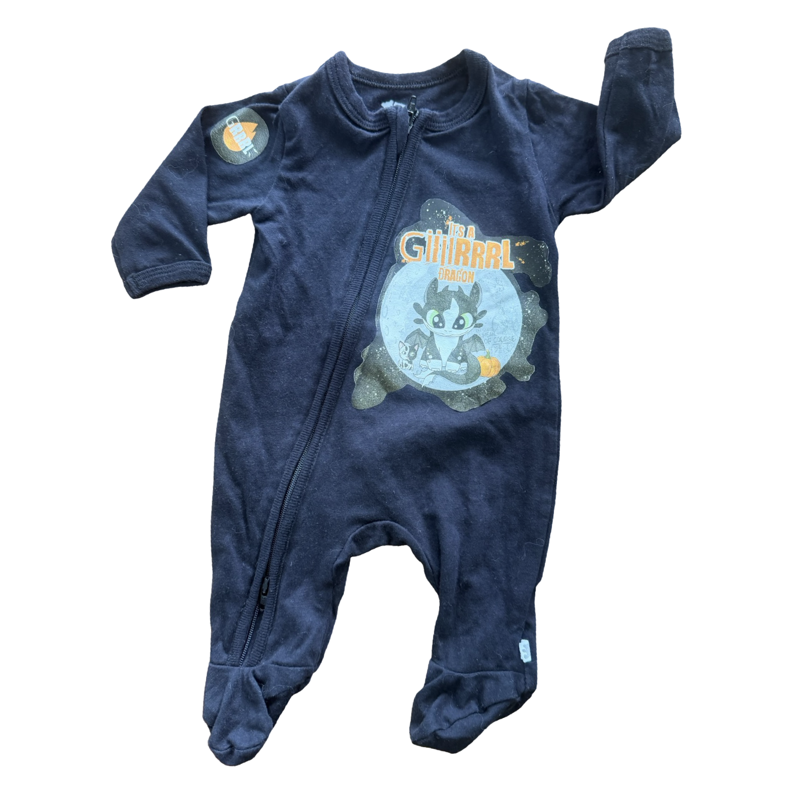 Newborn Black It's A Giiiirrrl Dragon Zipper Babygrow - Woolworths