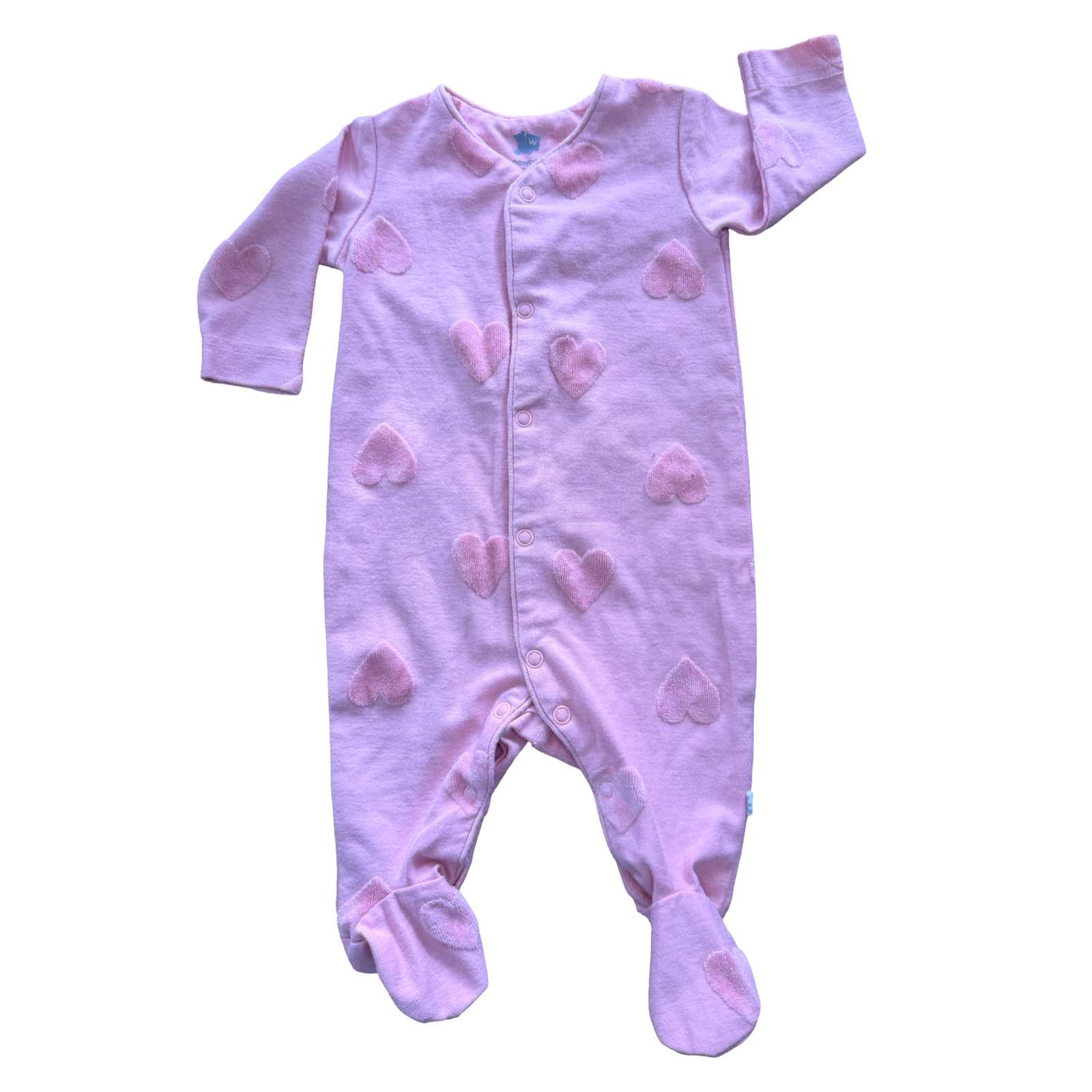 Newborn Pink Heart Newborn Snapper Babygrow - Woolworths
