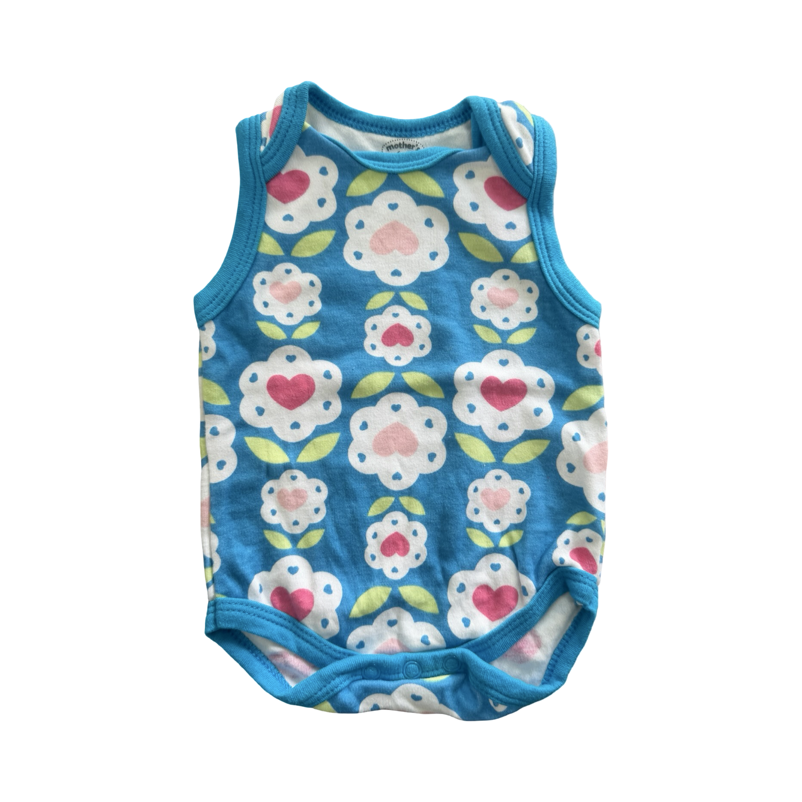 0-3M Blue Floral Sleeveless Bodysuit - Mother's Choice