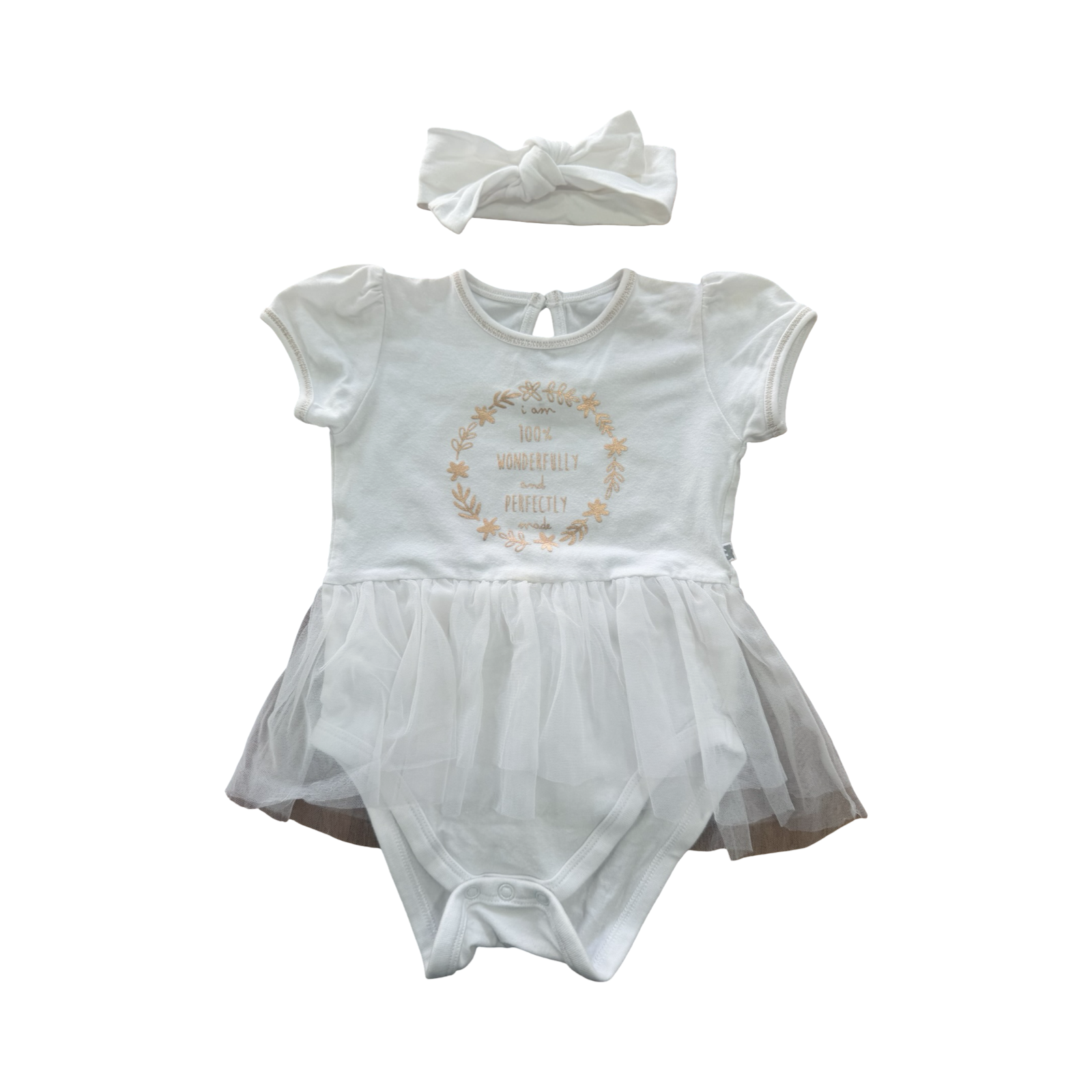 12-18M 100% Wonderfully and Perfectly Made White Tutu Dress & Headband - Woolworths