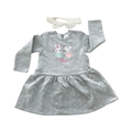 12-18M Grey Polka Dot Fleece Dress with Bunny & Mouse Detail + Headband - Naartjie