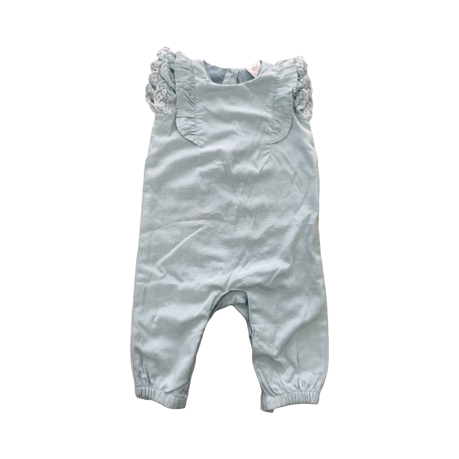 6-12M Blue Bodysuit with Lace Detail and Frills - Clicks