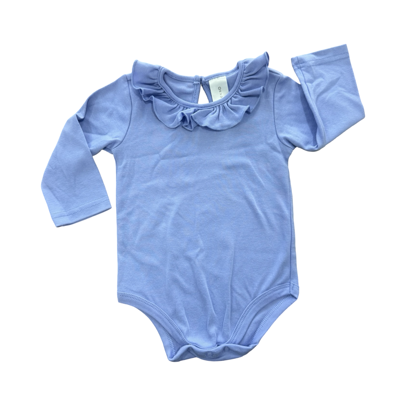 6-12M Lavender Long Sleeve Bodysuit with Neck Frill Detail - Clicks