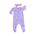 3-6M Pink Long Zipper Cotton Babygrow & Headband - Woolworths