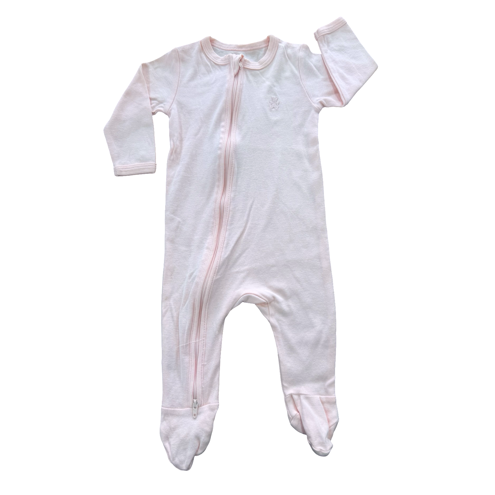 3-6M Baby Pink Zipper Cotton Babygrow - Woolworths