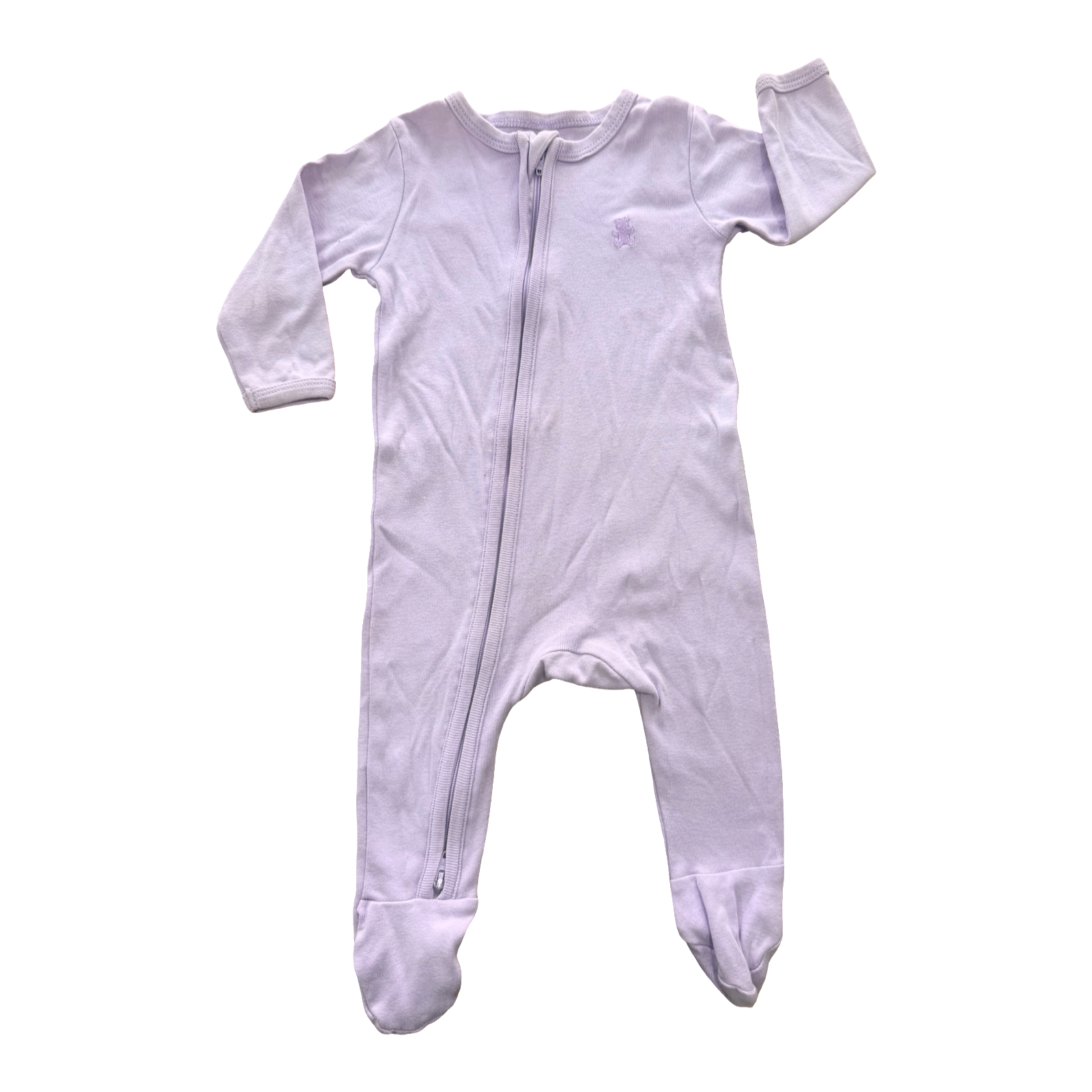 3-6M Purple Cotton Zipper Babygrow - Woolworths