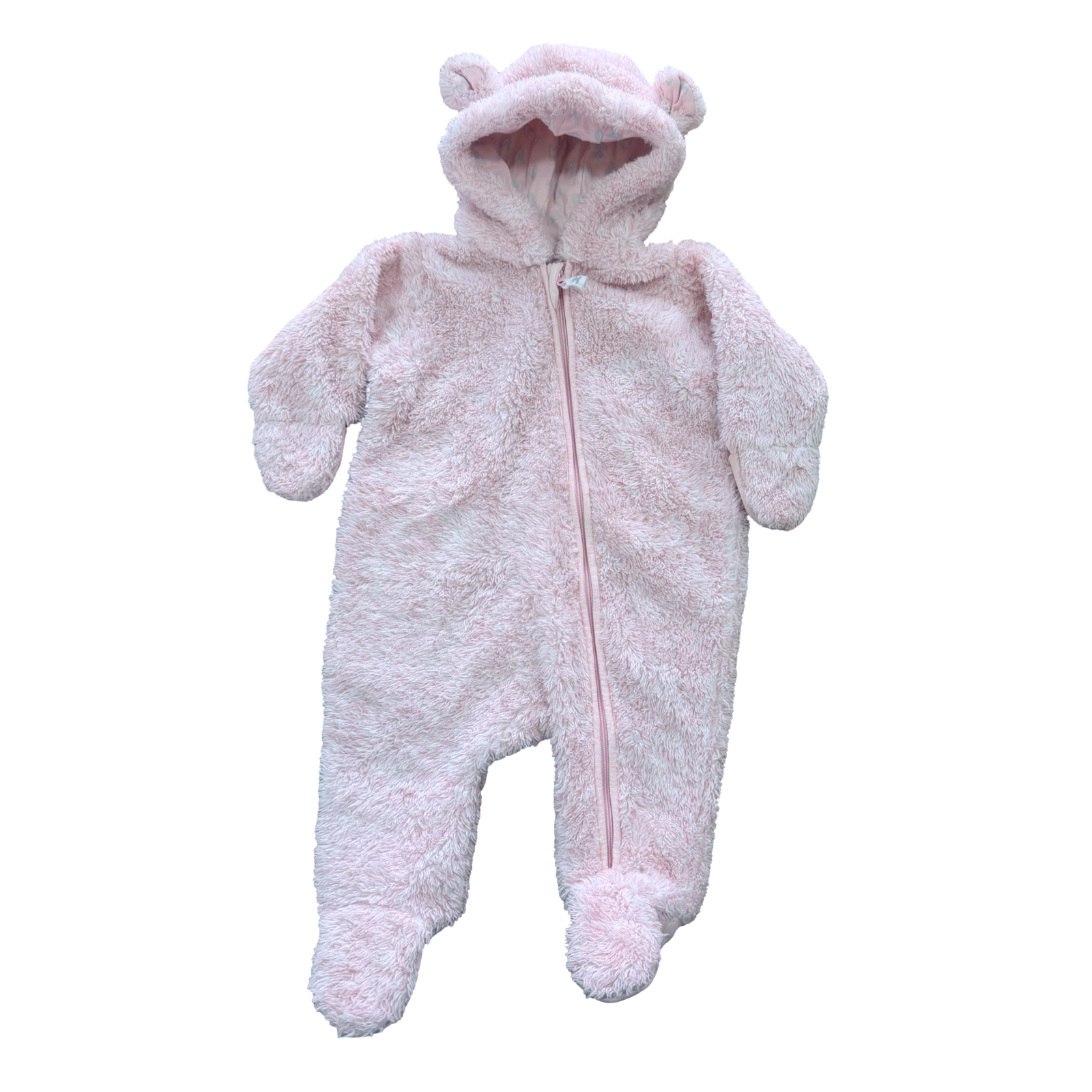 1-3M Pink Bear Fleece Zipper Onesie - Woolworths