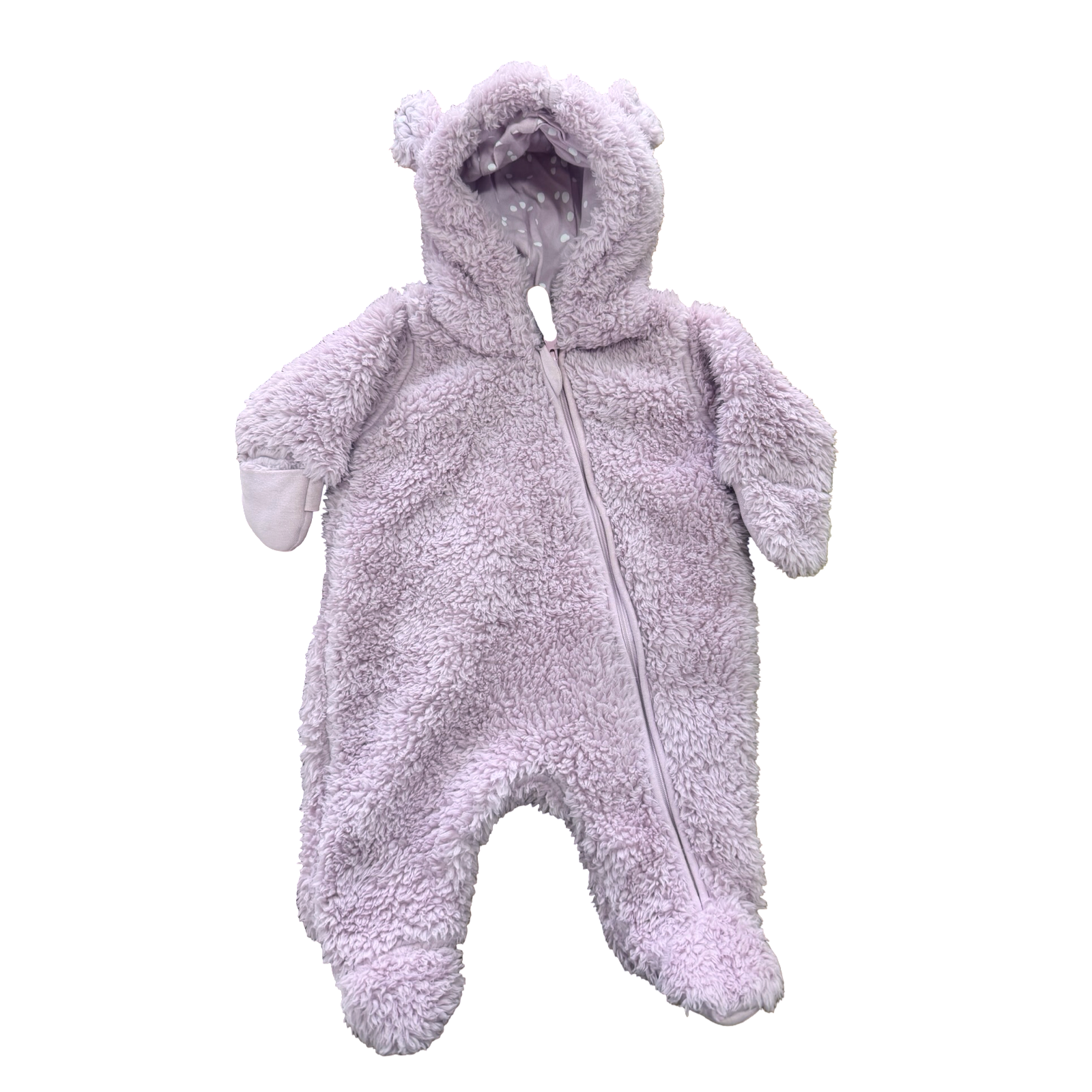Newborn Lilac Bear Fleece Zipper Onesie - Woolworths
