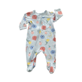 1-3M Blue Bear & Flower Cotton Zipper Onesie - Woolworths