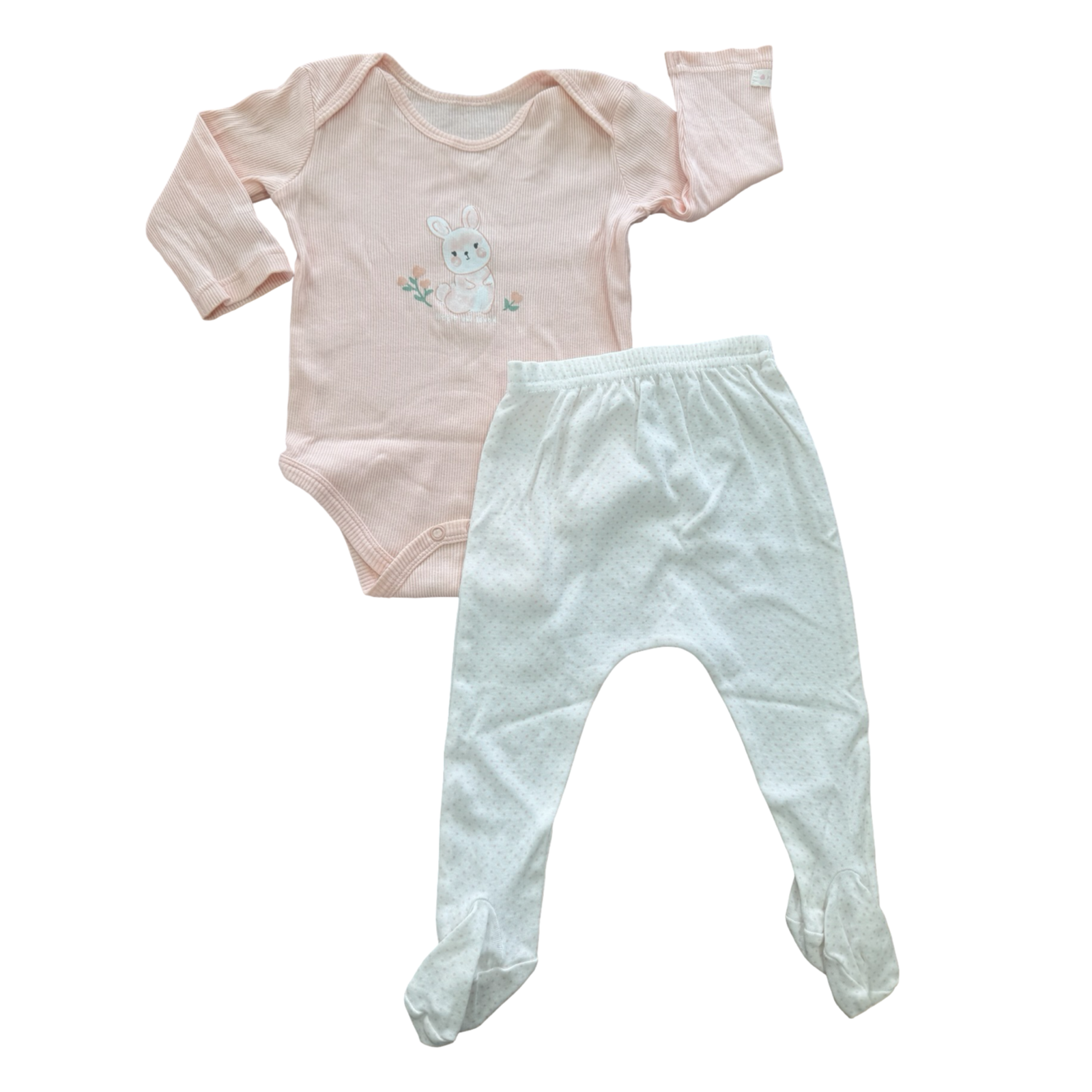 Newborn 2pc Bunny and Polkadot Bodyvest & Footed Legging Set - Clicks