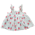 6-9M White Strawberry Cotton Summer Dress - Popcandy