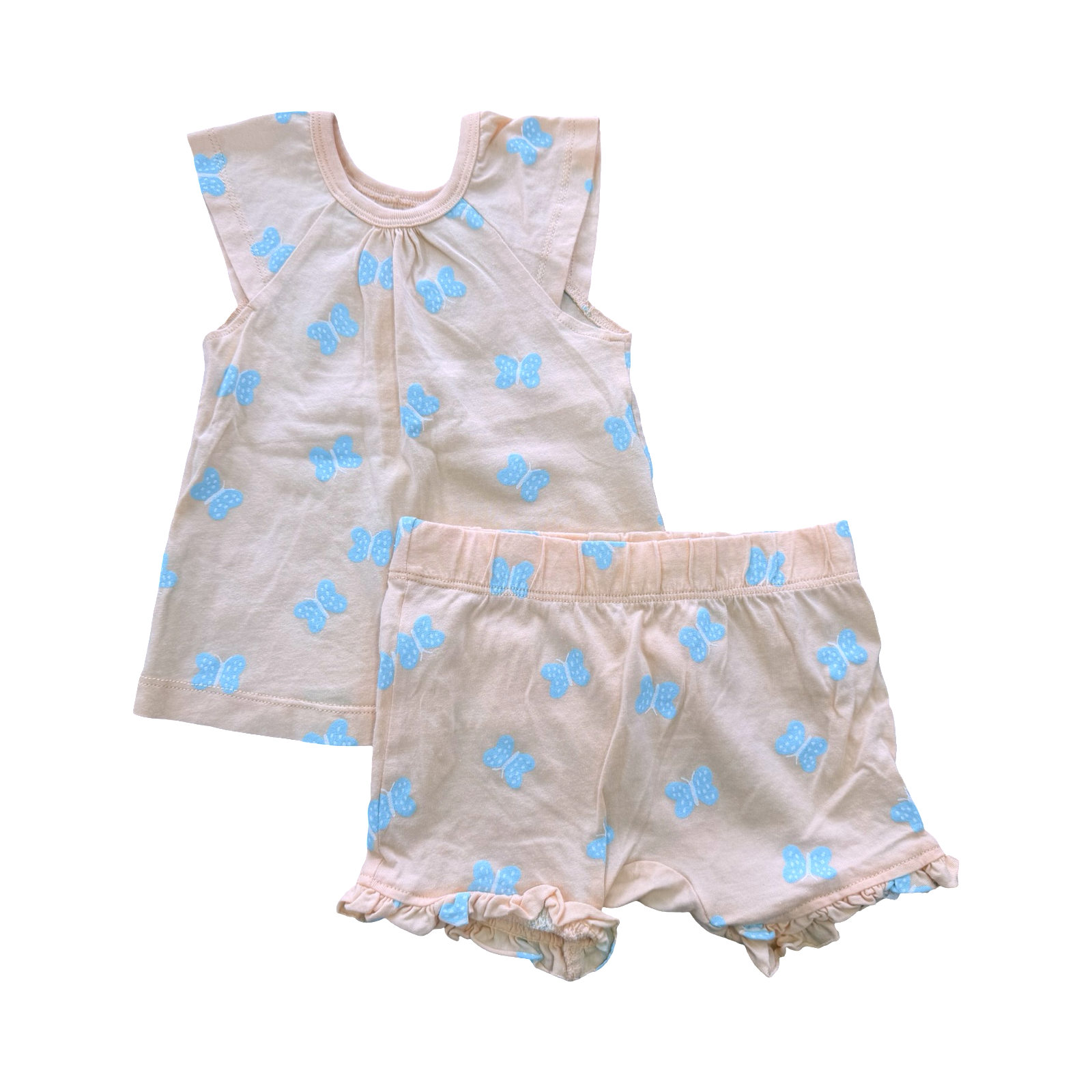 6-12M Peach Butterfly 2pc Top and Shorts Set - Woolworths