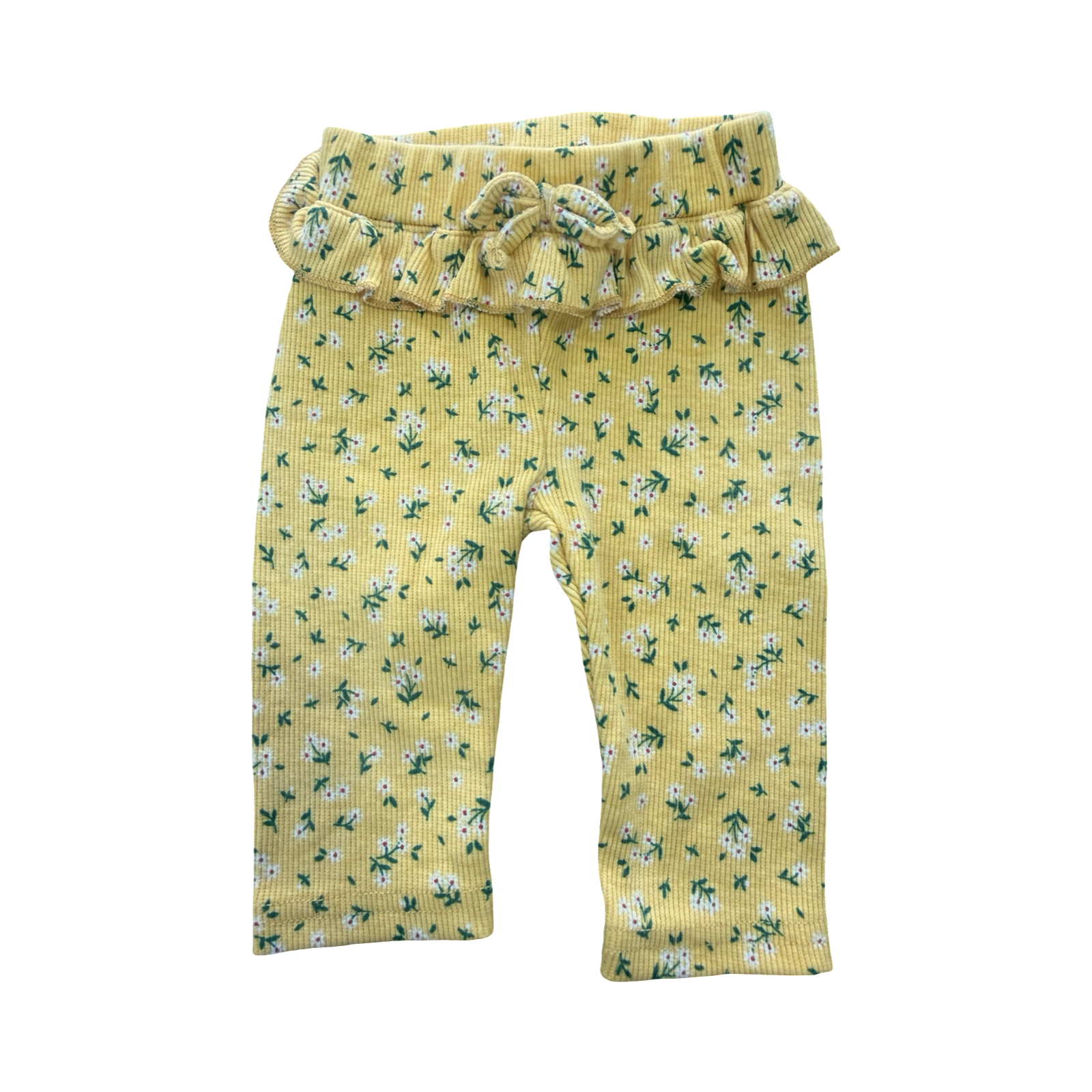 Newborn Yellow Floral Ribbed Leggings - Clicks