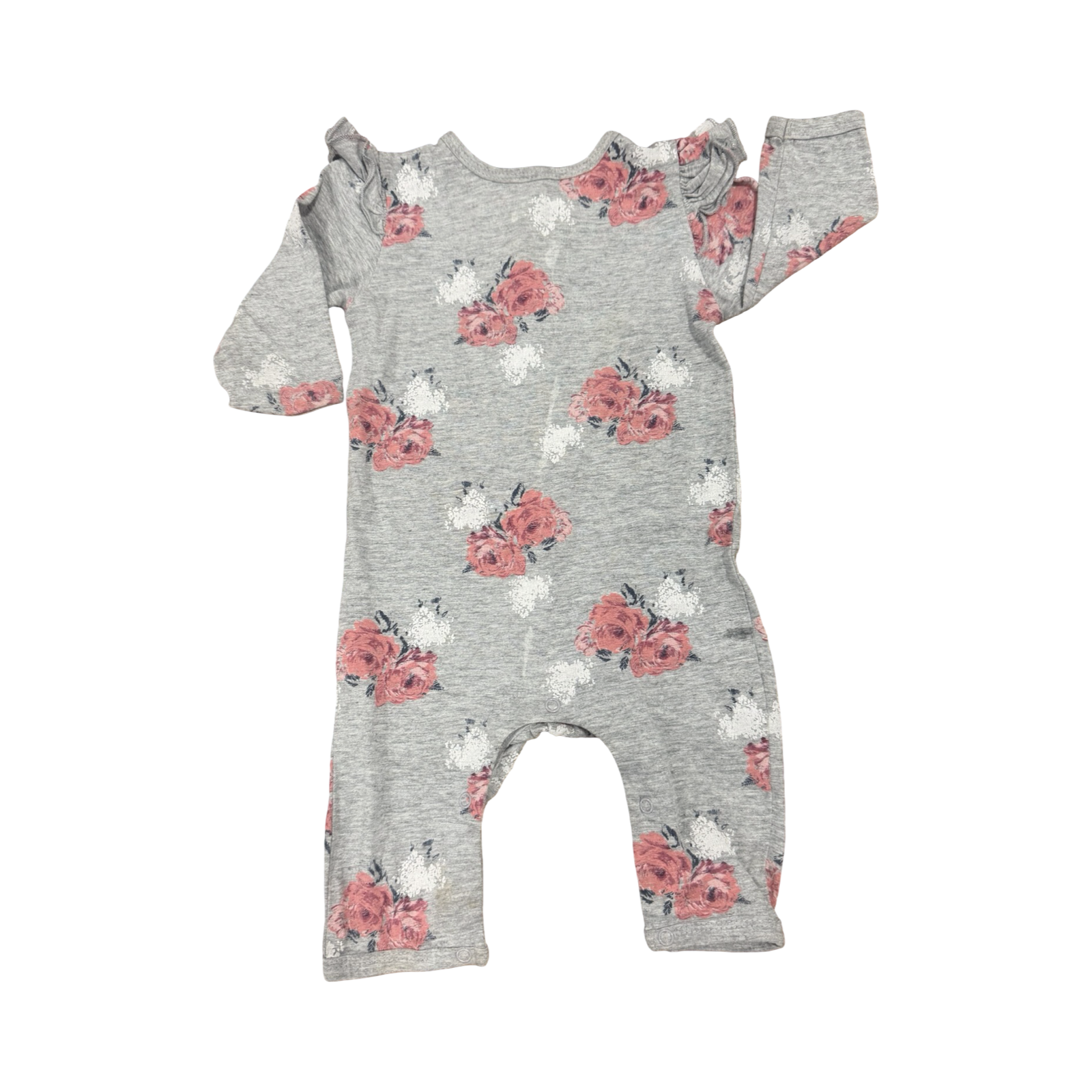 0-3M Grey Rose Babygrow - Real Baby