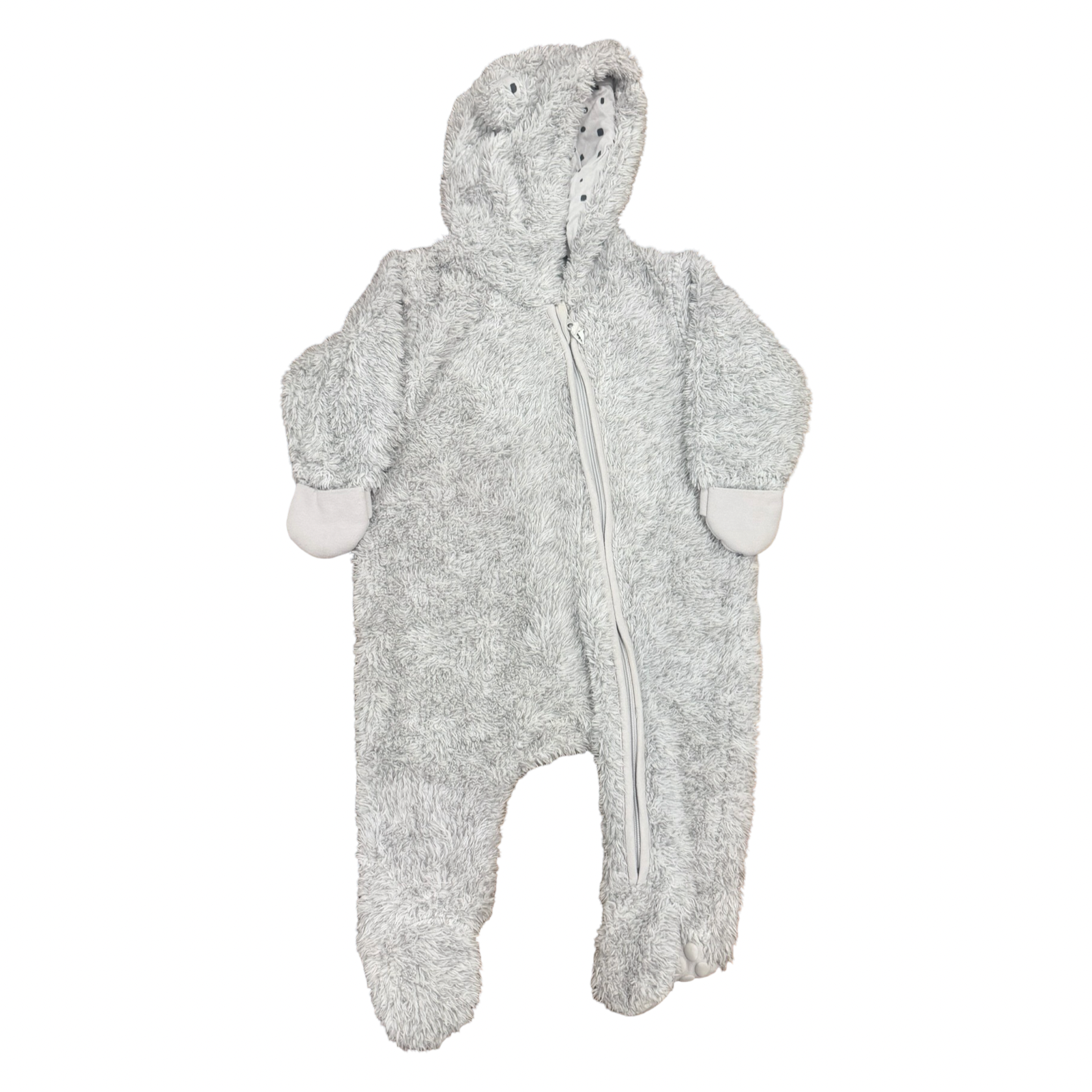 1-3 Grey Bear Fleece Zip Onesie - Woolworths