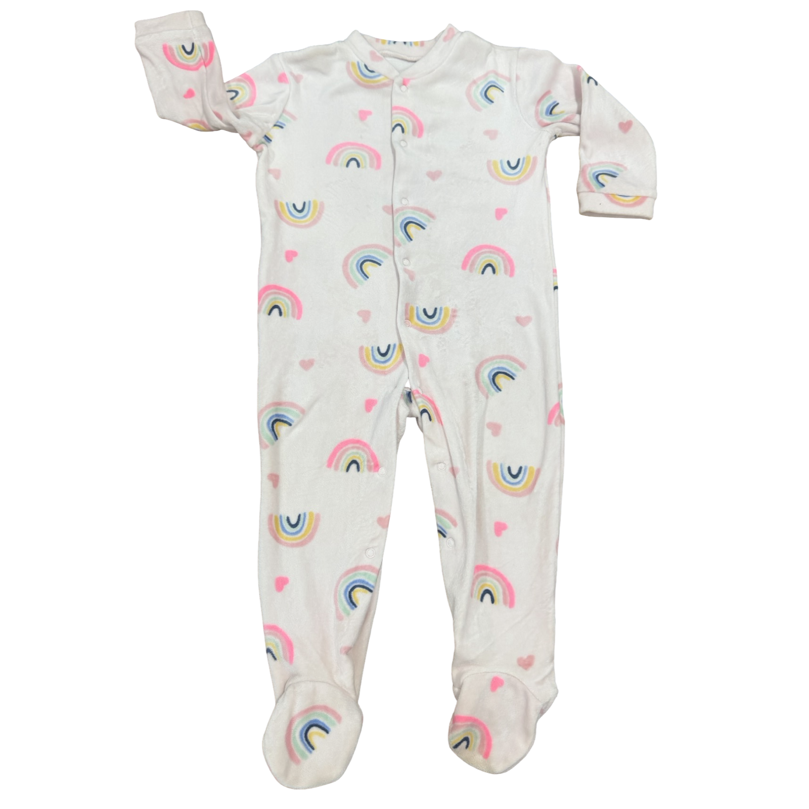 12-18M Pink Rainbow Fleece Onesie - Woolworths