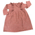 6-12M Rust Knitted Dress with White Polka Dots and Frills - Woolworths