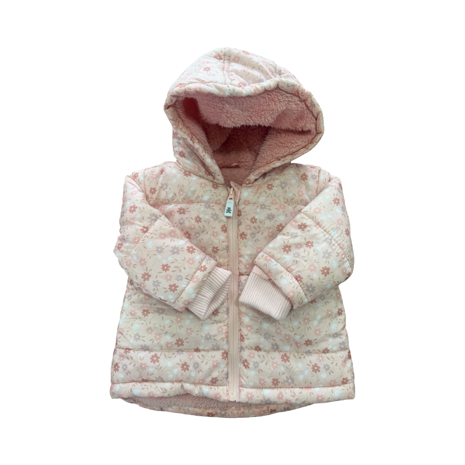 6-12M Peach Floral Puffer Jacket - Woolworths
