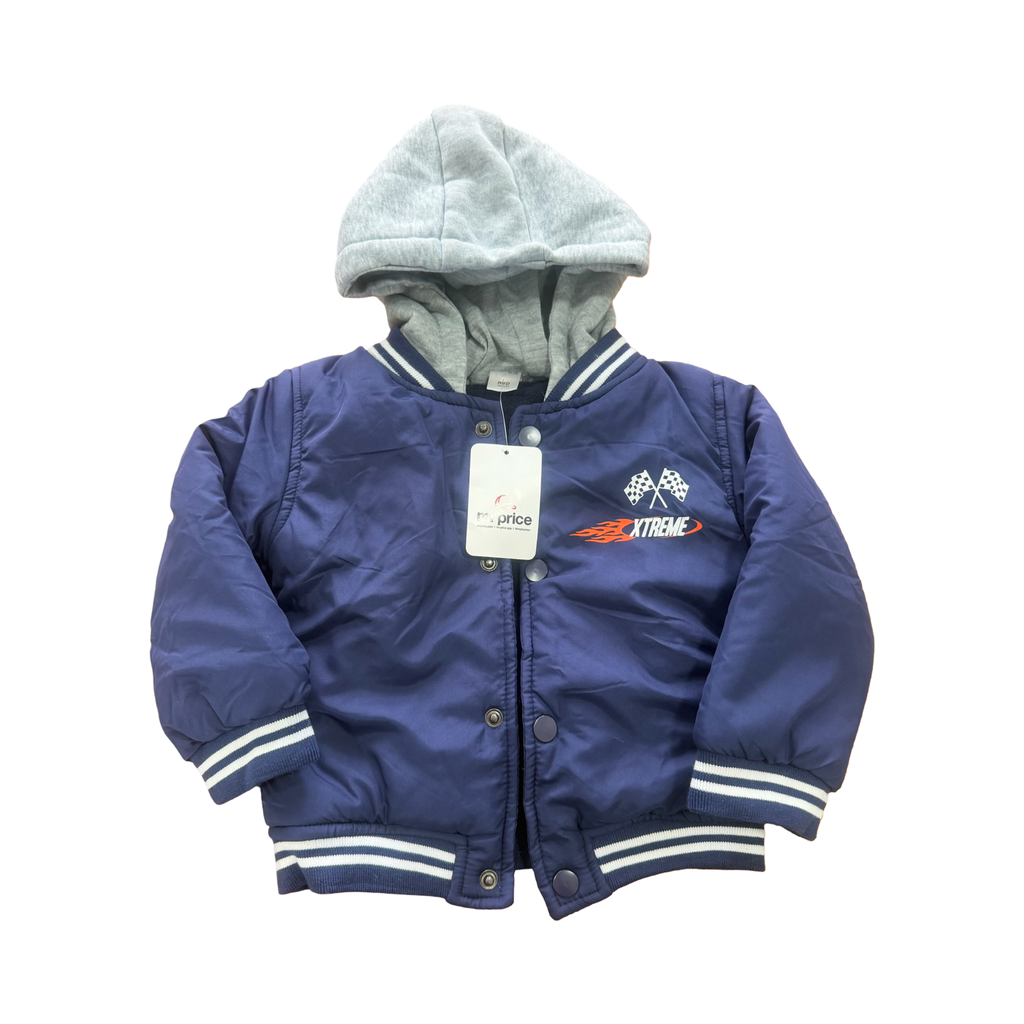 *NEW* 18-24M Blue & Grey Racing Hooded Puffer Jacket - Mr Price