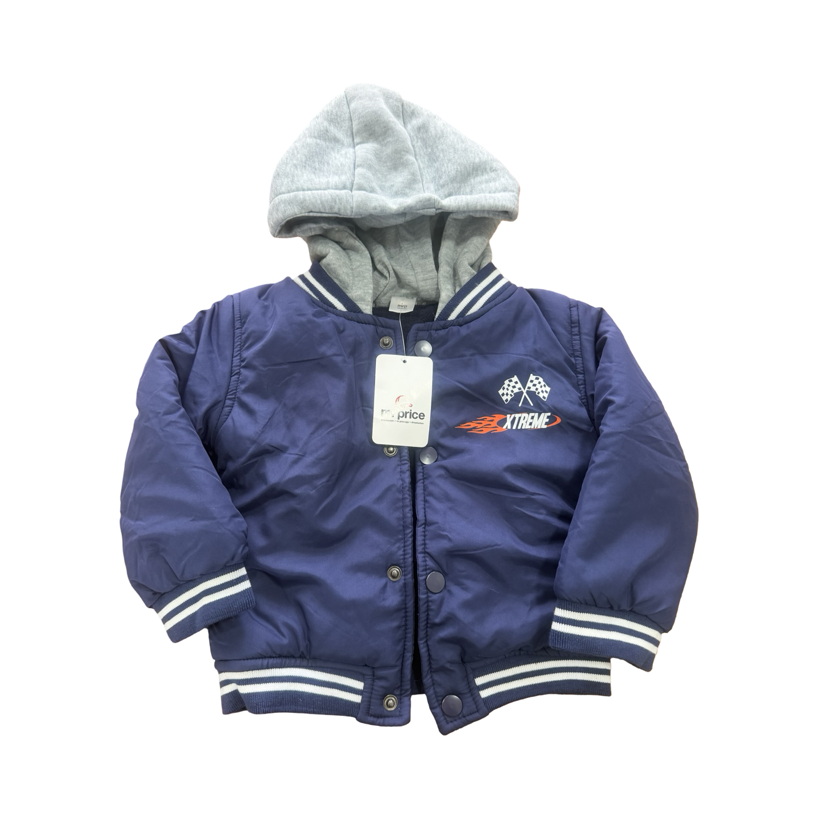 *NEW* 18-24M Blue & Grey Racing Hooded Puffer Jacket - Mr Price