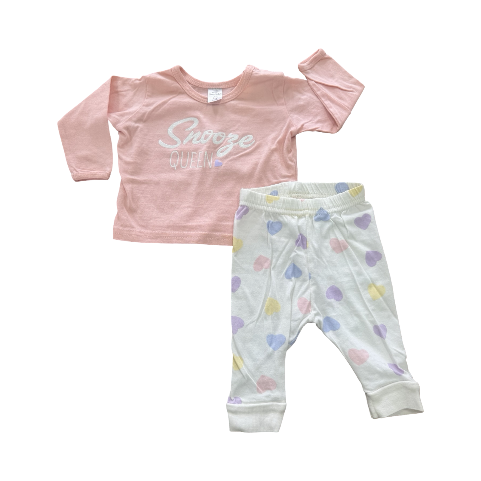 0-3M Peach & White Snooze Queen Pyjama Set - Tiny Tots