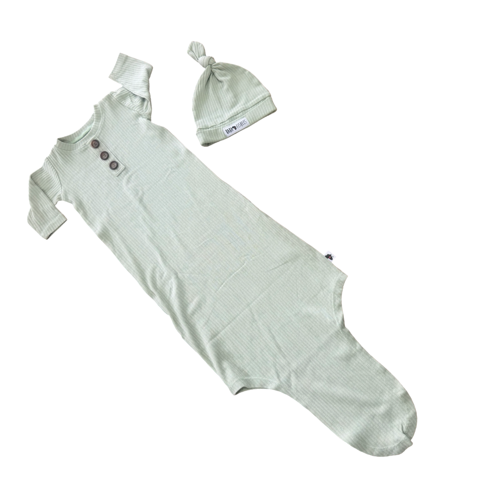 0-3M Green Ribbed Sleep Sack with Beanie - Baba Fishees