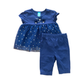 6-12M Navy and Rose Gold Polka Dot 2pc Set - Ackermans