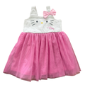 6-12M White & Pink Dress with attached Tulle Skirt - Hello Kitty