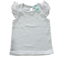6-12M White Ribbed Sleeveless Top with Frills - Ackermans