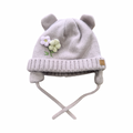 3-6M Mauve Knitted Beanie with Flowers and Ears - Woolworths