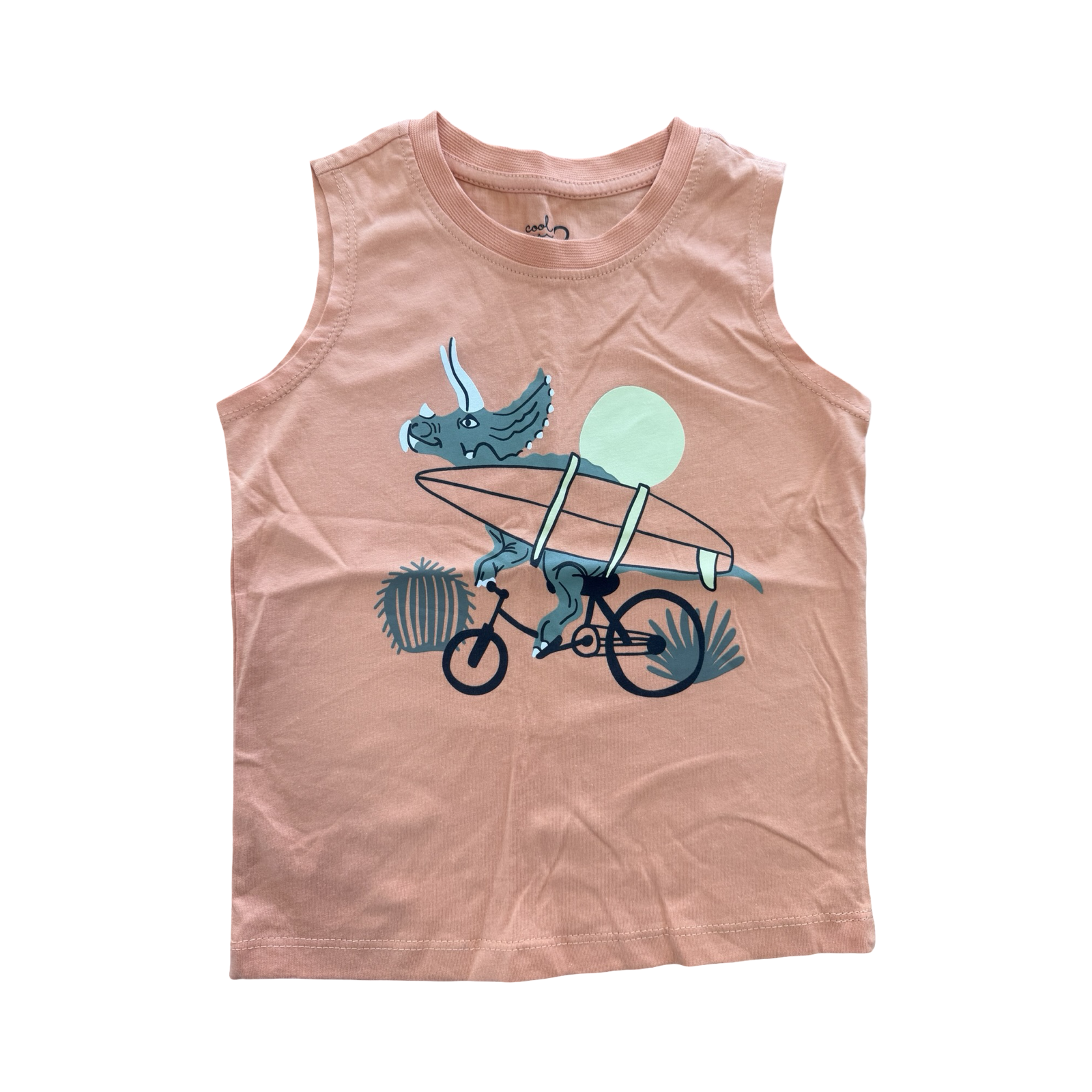 *NEW* 2Y Orange Dinosaur Sleeveless Shirt - Woolworths