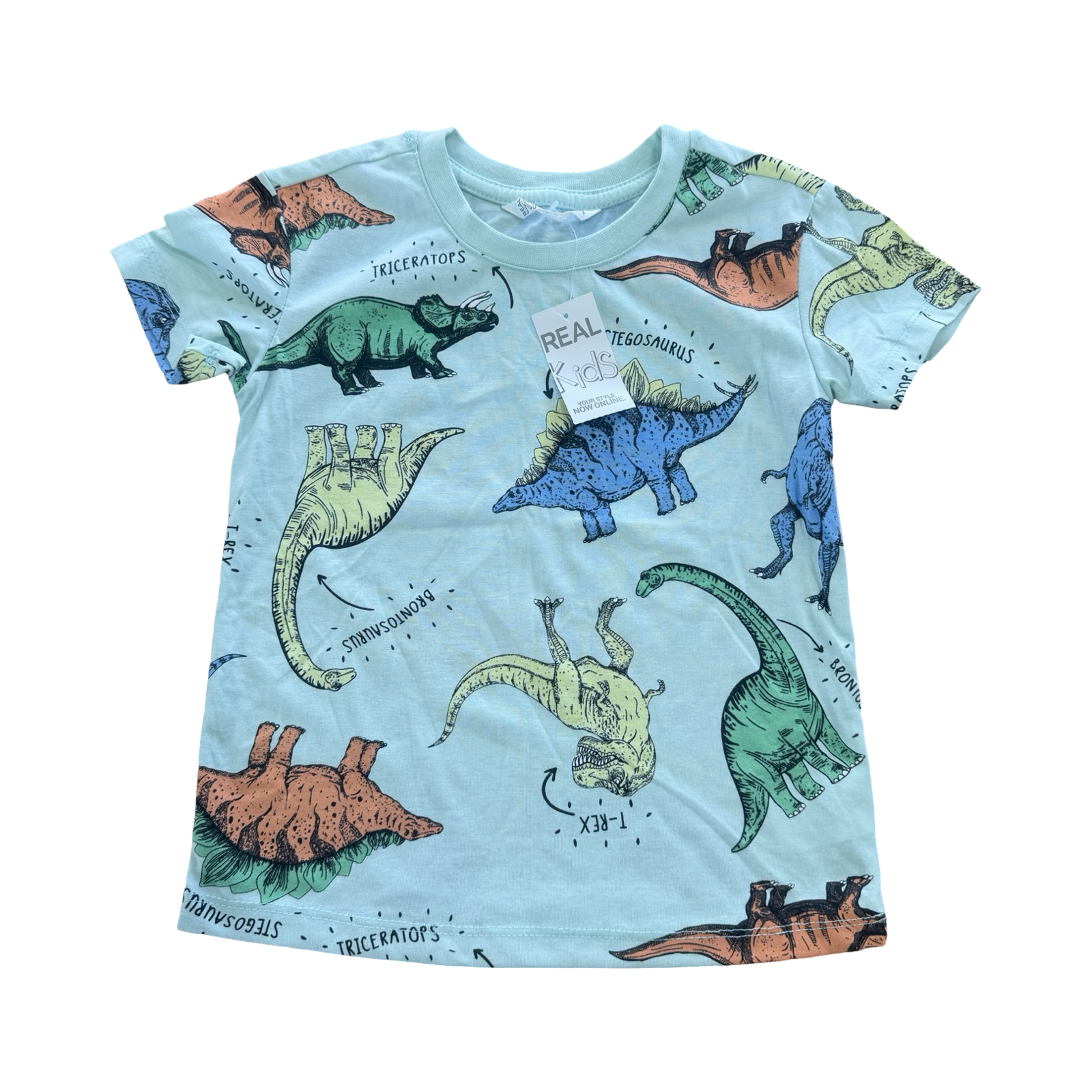 *NEW* 3-4Y Light Green Dinosaur T-Shirt - Real Kids