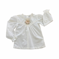 *NEW* 4Y White Cotton Long Sleeve Formal Girls Top with Sequin Flower Detail - Woolworths