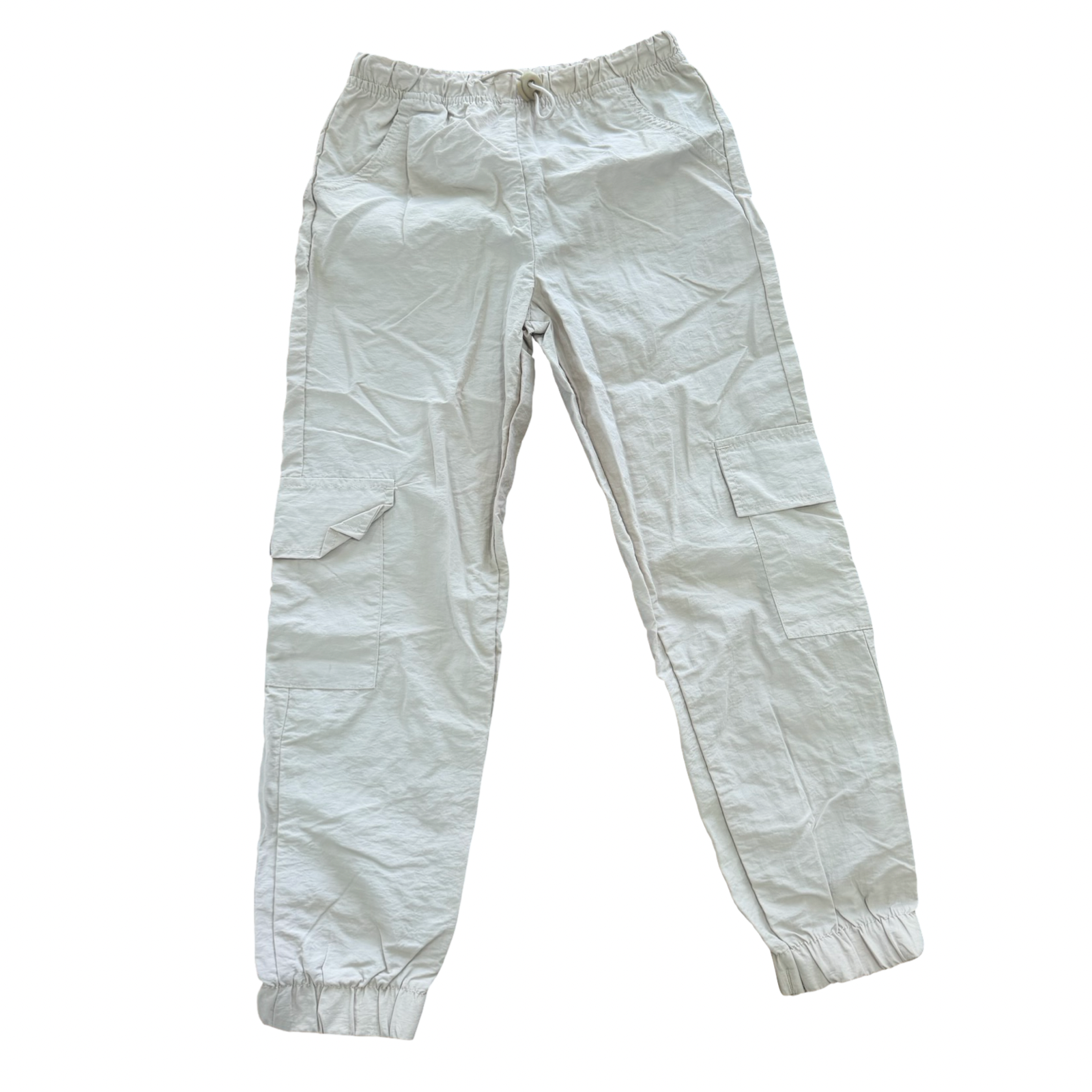 7-8Y Beige Nylon Long Jogger Style Pants - Real Kids