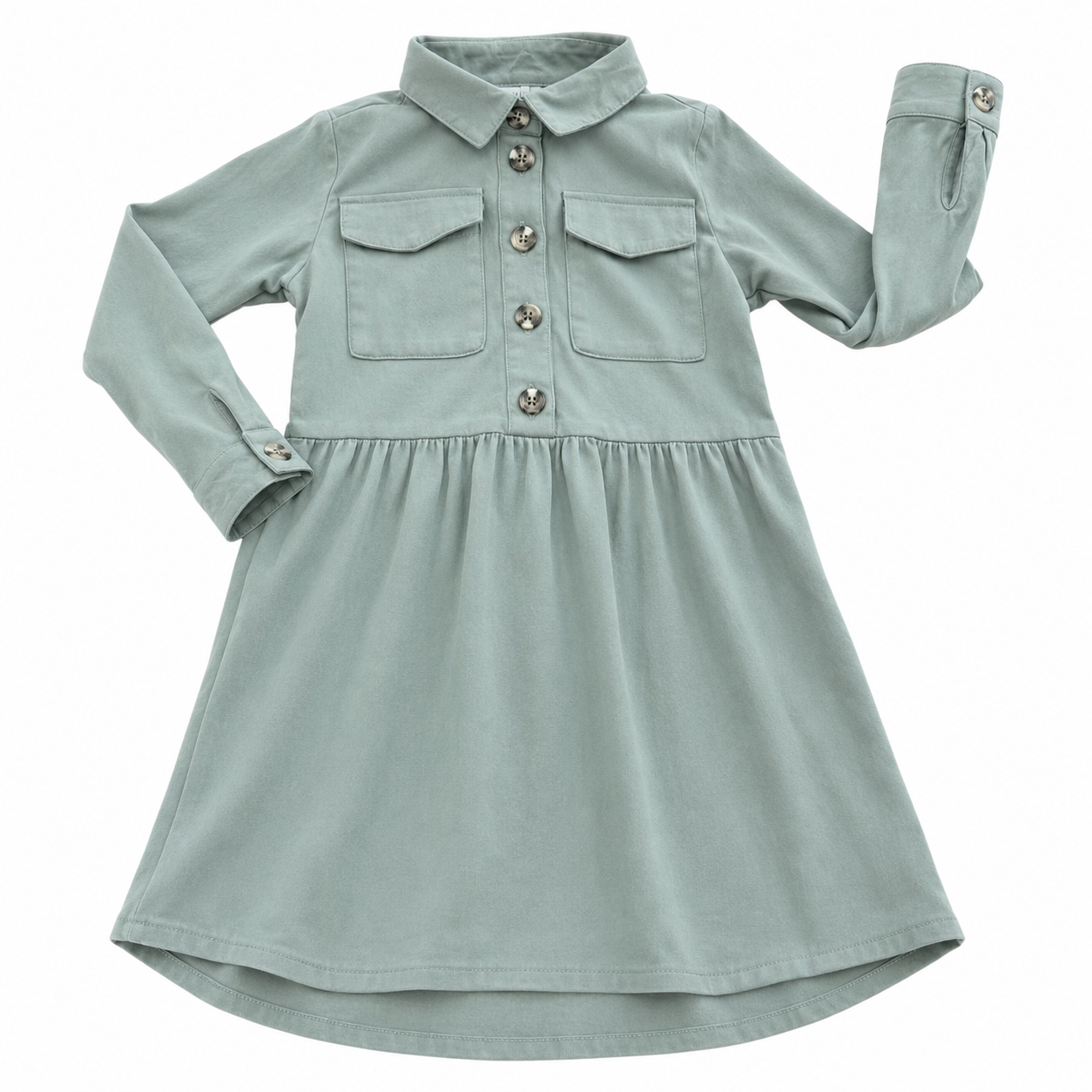 4-5Y Khaki Safari Viscose Style Dress with Buttons - H & M