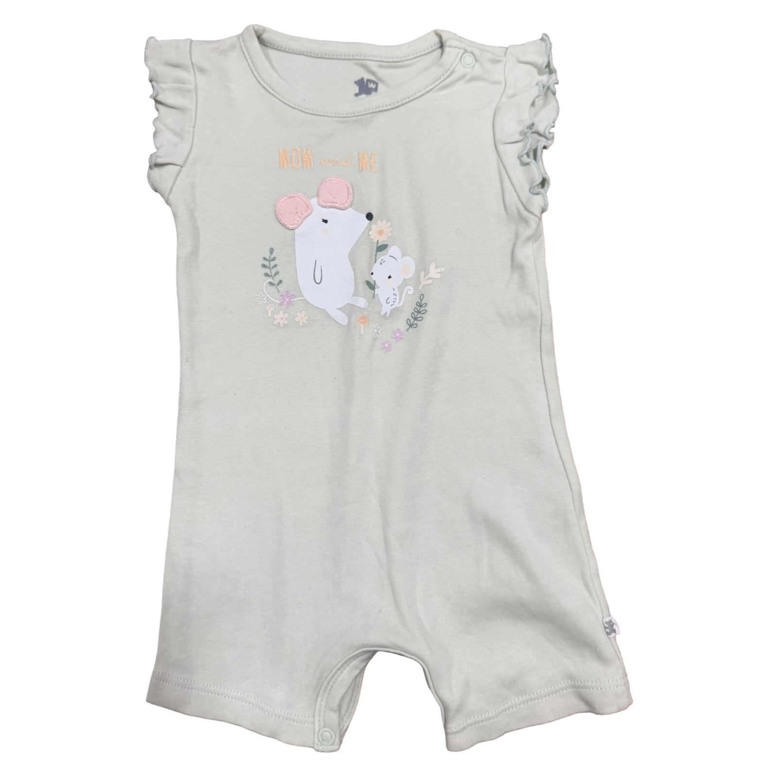 3-6M Green Mom & Me Mouse Romper - Woolworths