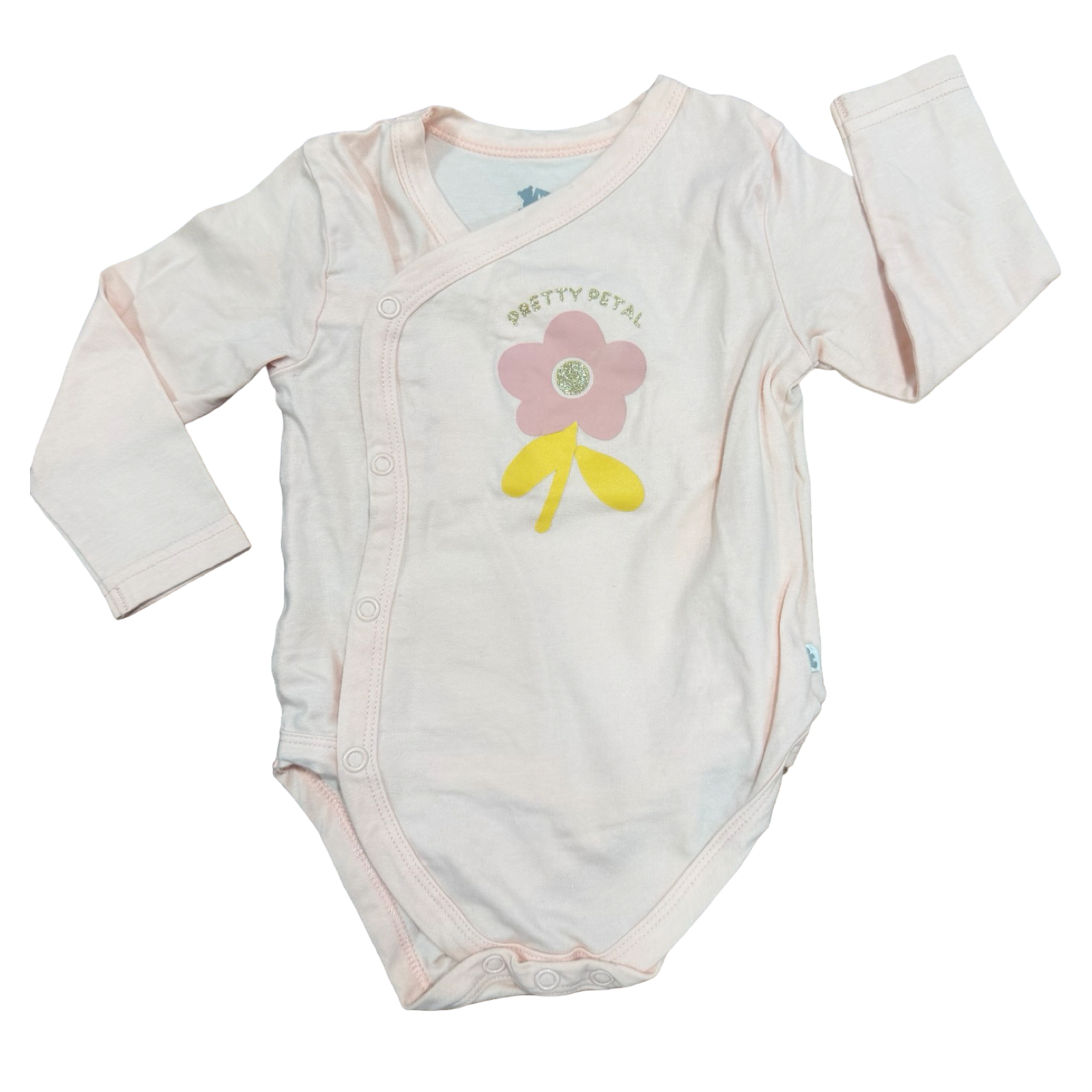 6-12M Pink Cross Over Pretty Petal Long Sleeve Bodysuit - Woolworths