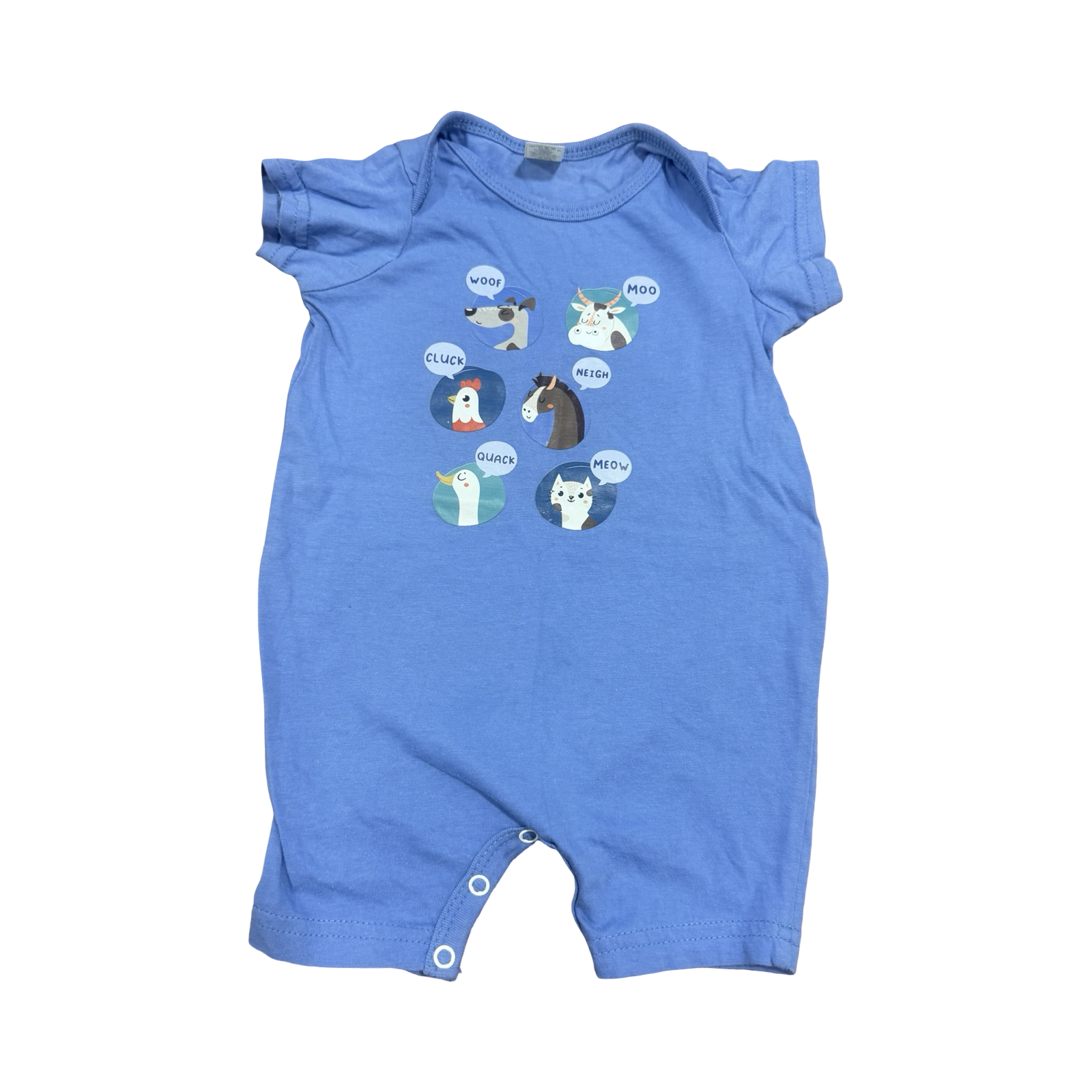 3-6M Blue Doggie Romper - Tiny Tots
