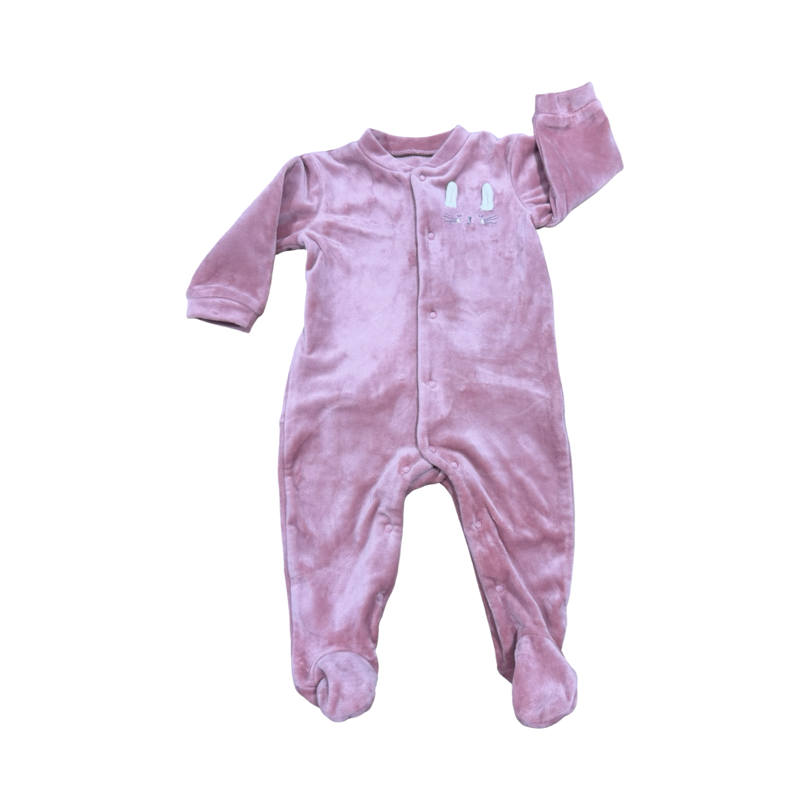 6-2M Dusty Pink Bunny Fleece Snapper Onesie - Woolworths