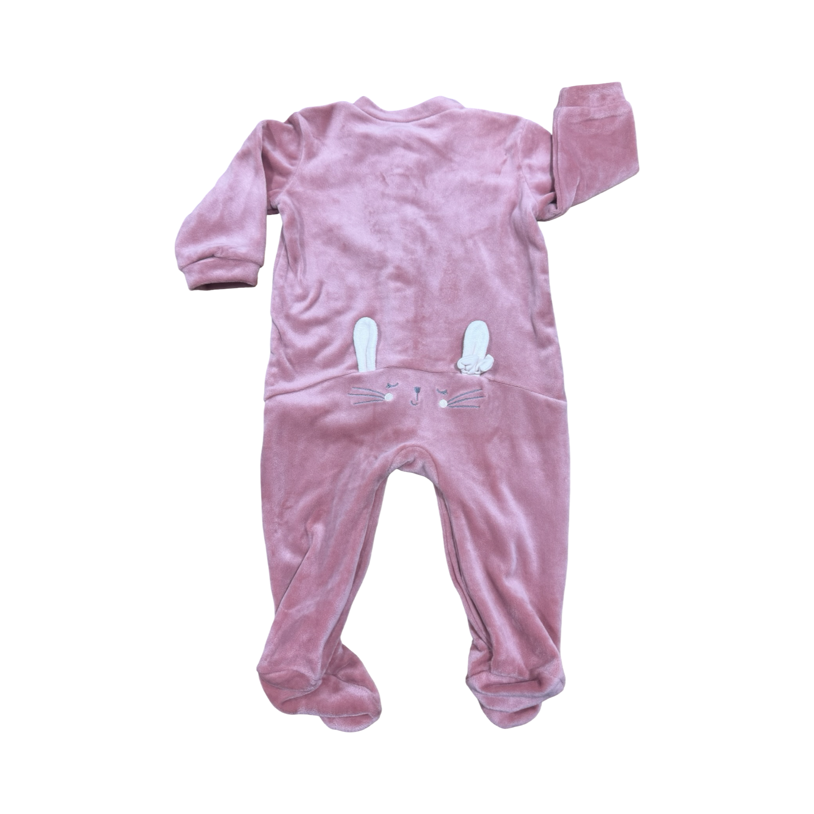 6-2M Dusty Pink Bunny Fleece Snapper Onesie - Woolworths