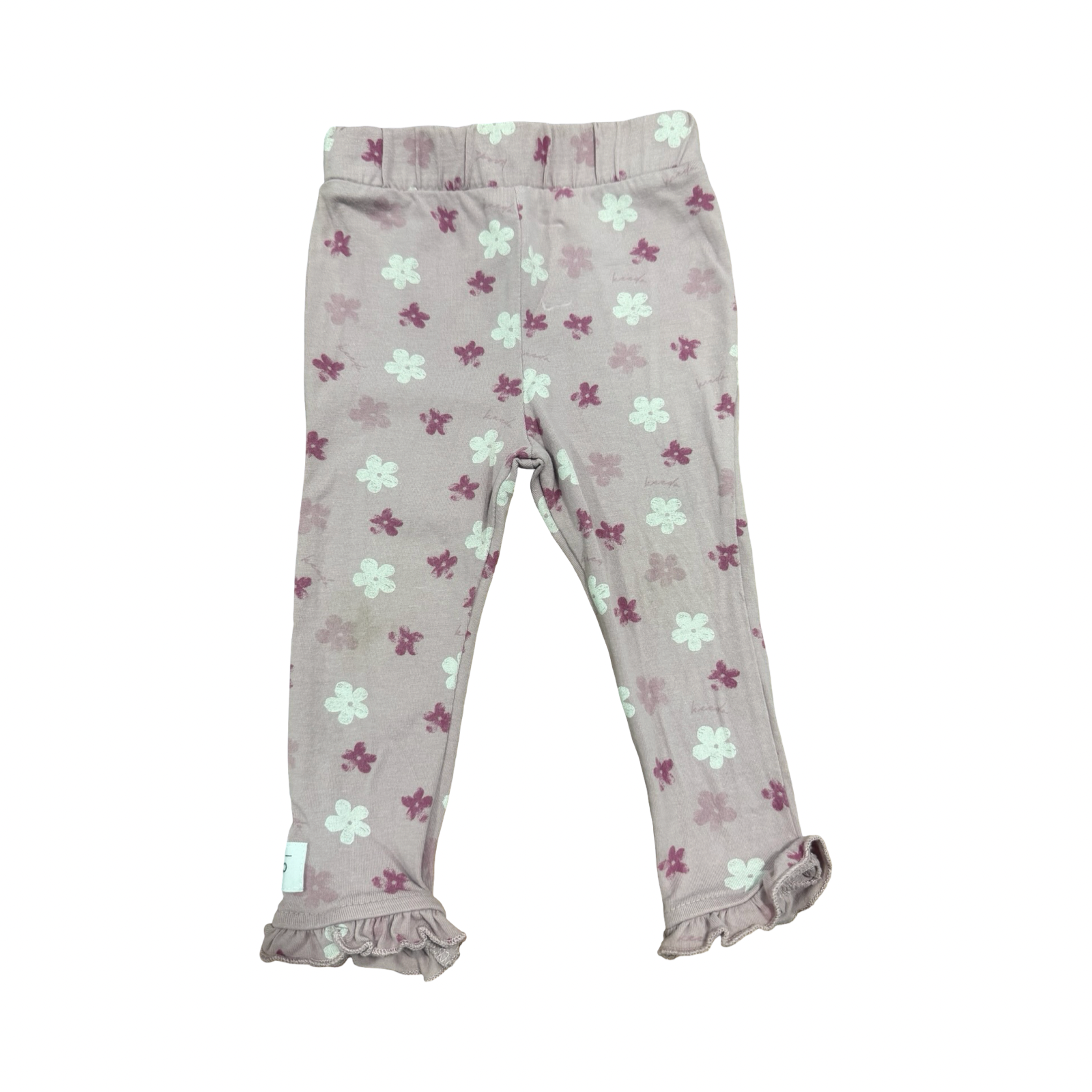 12-18M Pink Daisy Leggings with Frills - Keedo