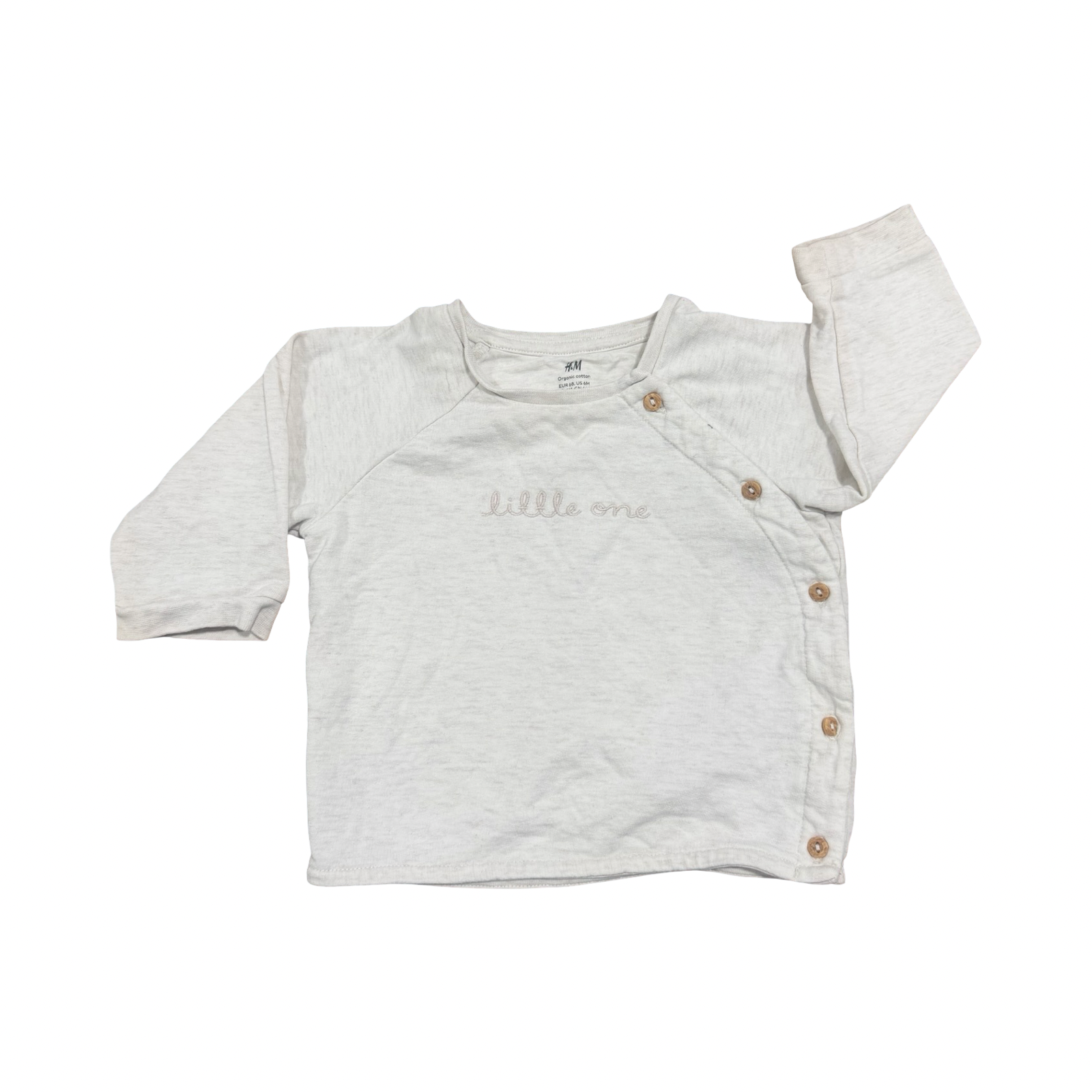 4-6M Cream Melange Cotton Top with Side Buttons - H & M