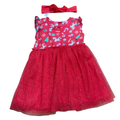 1-2Y Red Christmas Theme Dress with Tutu Skirt & Headband - Real Kids