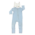 6-12M Light Blue Ribbed Zipper Babygrow & Beanie - Cotton On & Giggle & Beans